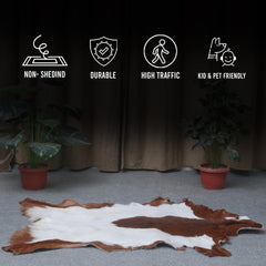 Dark Brown Rug - Soft, Durable, and Eco-Friendly - Handmade Pure Goat Skin Floor Rug - Non-Slip Suede Back