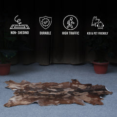 Goat Skin Rug: Tri-Color genuine Goat hide rug