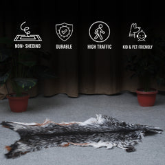 Rustic Black and White Goat Hide Rug - Perfect for Floor or Wall Décor