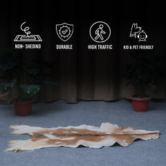 Brown and White Handmade Goat Skin Rug – Classic Elegance for Your Home