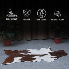 Dark Brown Rug - Soft, Durable, and Eco-Friendly - Handmade Pure Goat Skin Floor Rug - Non-Slip Suede Back