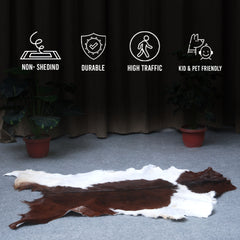 Stylish Dark Brown Goat Hide Rug - Perfect Accent for Contemporary Homes