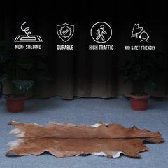 Dark Brown Rug - Soft, Durable, and Eco-Friendly - Handmade Pure Goat Skin Floor Rug - Non-Slip Suede Back