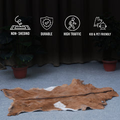 Natural Hair-On Dark Brown Goat Skin Rug - Elegant and Durable for Any Room