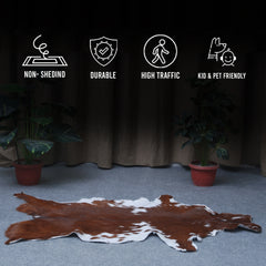 Authentic Dark Brown Goat Hide Rug - Unique Pattern for Modern and Classic Décor