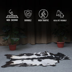 Black and White Handmade Goat Skin Rug – Natural Luxury for Your Home