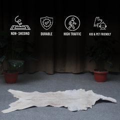 Brown and White Handmade Goat Skin Rug – Classic Elegance for Your Home