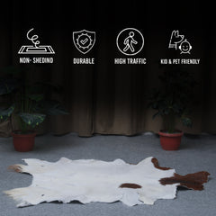 Rustic Dark Brown Goat Hide Rug - Genuine Leather for Timeless Home Styling