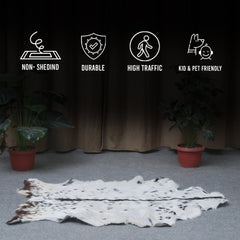 Goat Skin Rug, Black and white Handpicked for Quality, Unique Piece for Sale, Fast UK Delivery