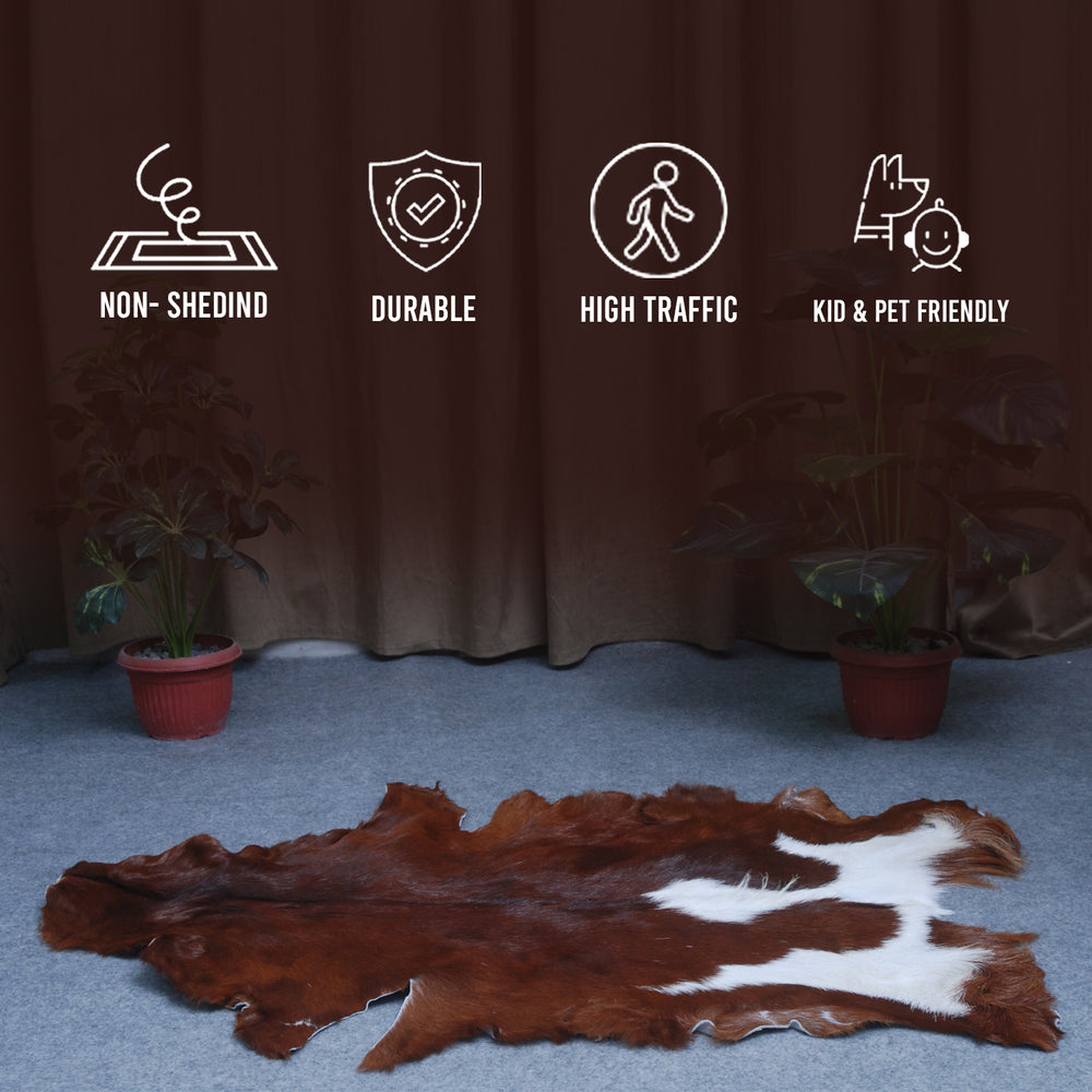 Luxurious Dark brown & White Goat Skin Rug Hide Floor Decoration - Celestial Leather Limited