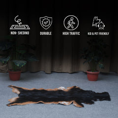 Black and Brown Handmade Goat Skin Rug – Rustic Charm for Your Home