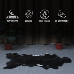 Modern Sophistication: Genuine Black & White Goat Skin Throw Rug - Hypoallergenic - Eco-Friendly - Unique Animal Skin Goathide - Non-Slip - Celestial Leather Limited