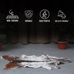 Handcrafted Tri-Color Goat Skin Rug - Soft and Durable for Elegant Interiors