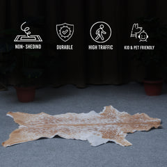 Rustic Brown and White Goat Skin Rug - Unique Pattern for Modern and Classic Décor