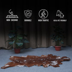 Dark Brown Rug - Soft, Durable, and Eco-Friendly - Handmade Pure Goat Skin Floor Rug - Non-Slip Suede Back