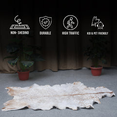 Rustic Brown and White Goat Skin Rug - Unique Pattern for Modern and Classic Décor