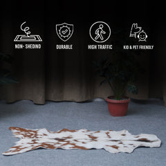 Stylish Dark Brown Goat Hide Rug - Perfect Accent for Contemporary Homes