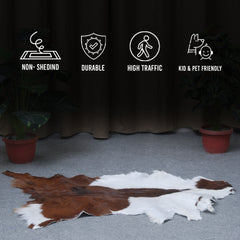 Natural Hair-On Dark Brown Goat Skin Rug - Elegant and Durable for Any Room