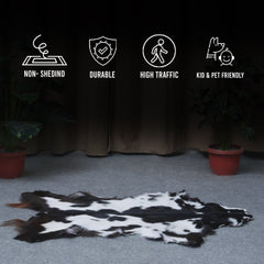 Elegant Black and White Goat Hide Rug - Perfect Accent for Any Room
