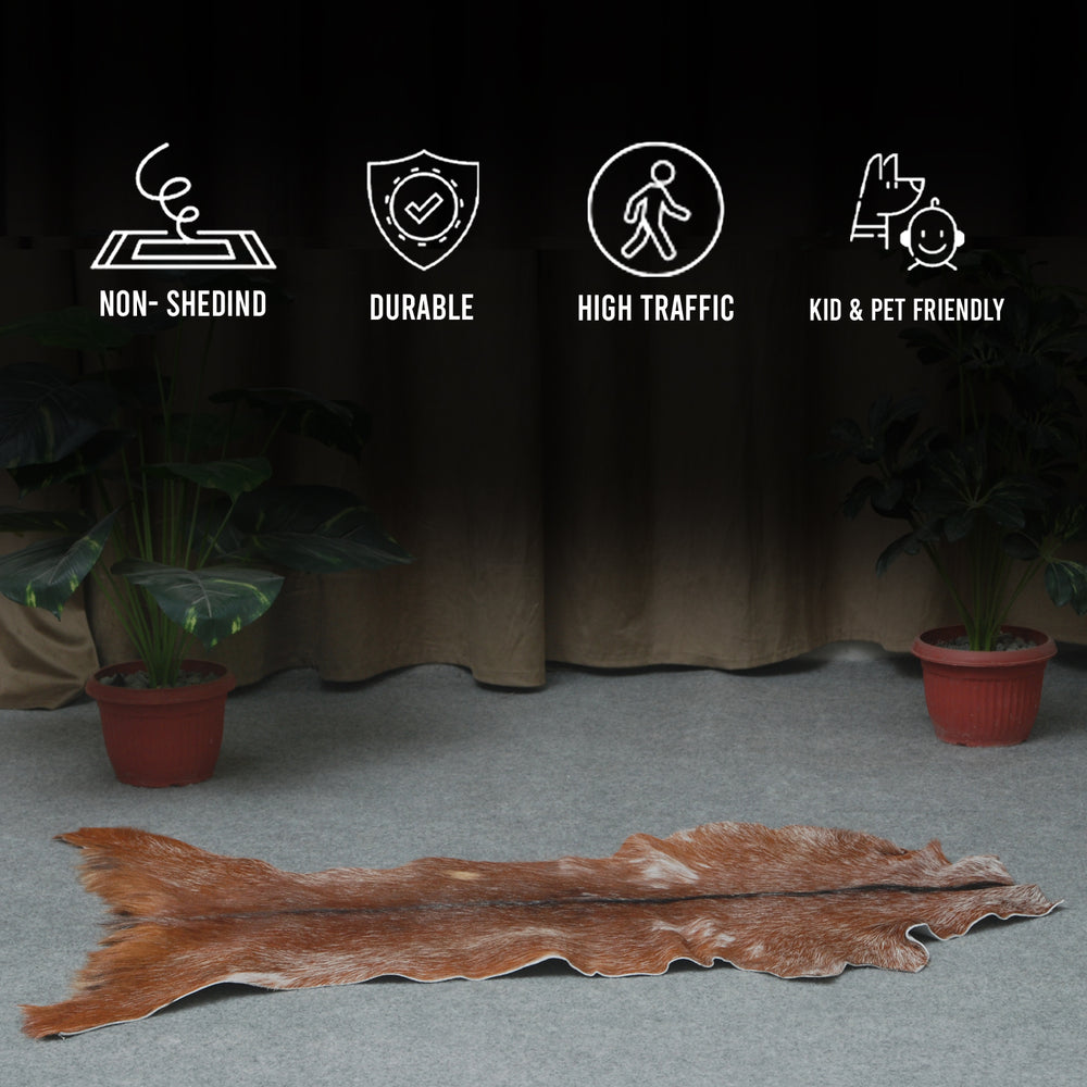 Luxury Brown & White Goat Hide Rug | Handcrafted Premium Goat Skin Rug | Eco-Friendly - Sustainable | Hypoallergenic - Non-Shedding - Celestial Leather Limited