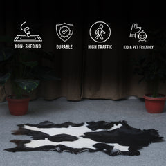 Authentic Hair-On Goat Skin Rug - Black and White Pattern for Luxe Décor