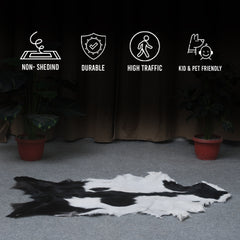 Goat Skin Rug, Black and white Handpicked for Quality, Unique Piece for Sale, Fast UK Delivery