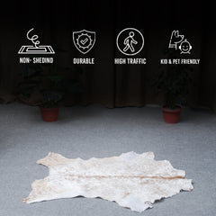 Rustic Brown and White Goat Skin Rug - Unique Pattern for Modern and Classic Décor