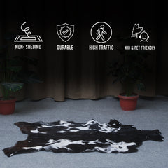 Black and White Handmade Goat Skin Rug – Rustic Charm for Your Home