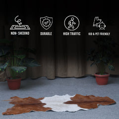 Dark Brown Rug - Soft, Durable, and Eco-Friendly - Handmade Pure Goat Skin Floor Rug - Non-Slip Suede Back