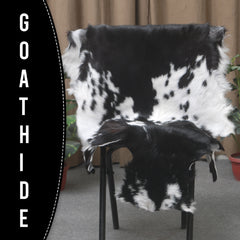 Genuine Goat Skin Rug - Black and White Pattern for Rustic Home Style