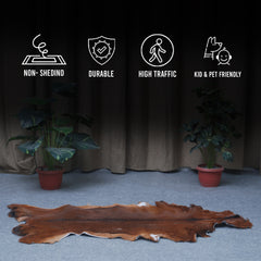 Dark Brown Rug - Soft, Durable, and Eco-Friendly - Handmade Pure Goat Skin Floor Rug - Non-Slip Suede Back