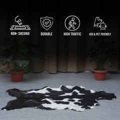 Black and White Handmade Goat Skin Rug – Natural Luxury for Your Home