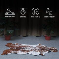 Dark Brown Rug - Soft, Durable, and Eco-Friendly - Handmade Pure Goat Skin Floor Rug - Non-Slip Suede Back