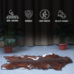 Handcrafted Dark Brown Goat Skin Rug - Genuine Leather for Luxurious Décor