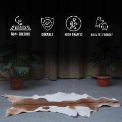 Elegant Dark Brown Goat Skin Rug - Natural Hair-On Accent for Floors or Walls