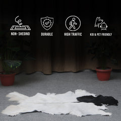 Rustic Black and White Goat Hide Rug - Perfect for Floor or Wall Décor