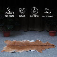 Luxury Brown & White Goat Hide Rug | Premium Hair-On Skin | Handpicked - Handcrafted | Non-Slip Suede Back | Sustainable - Eco-Friendly