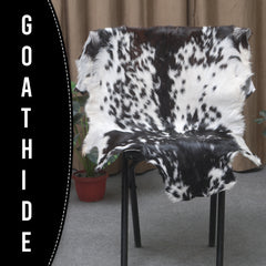 Natural Black and White Goat Hide Rug - Luxurious and Stylish Floor Accent