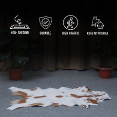 Decorative Brown and White Goat Hide Rug - Perfect for Floor or Wall Accents