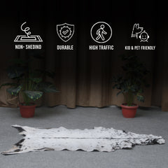 Black and White Handmade Goat Skin Rug – Rustic Charm for Your Home