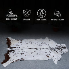 Rustic Black and White Goat Hide Rug - Perfect for Floor or Wall Décor