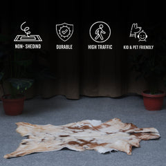 Natural Tri-Color Goat Hide Rug - Luxurious Accent for Rustic and Modern Spaces