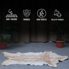 Natural Brown and White Goat Hide Rug - Luxurious Accent for Modern Homes