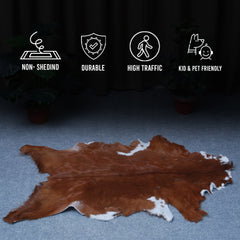 Handcrafted Dark Brown Goat Skin Rug - Genuine Leather for Luxurious Décor