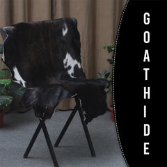 Luxurious Black & White Goat Skin Rug - Handmade, Soft & Hypoallergenic - Eco-friendly, Non-shedding, Unique Art Piece for Home Décor