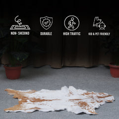 Luxurious Brown & White Genuine Goat Skin Rug for Home Décor