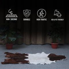 Luxurious Dark Brown Goat Skin Rug - Genuine Hair-On Leather for Elegant Décor