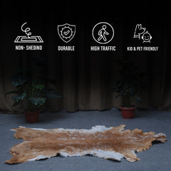 Natural Brown and White Goat Hide Rug - Luxurious Accent for Modern Homes