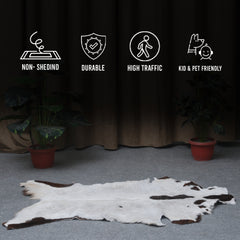 Luxurious Black and White Goat Skin Rug - Natural Hair-On Leather for Home Styling