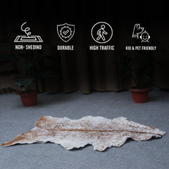 Authentic Hair-On Goat Skin Rug - Brown and White Pattern for Stylish Interiors